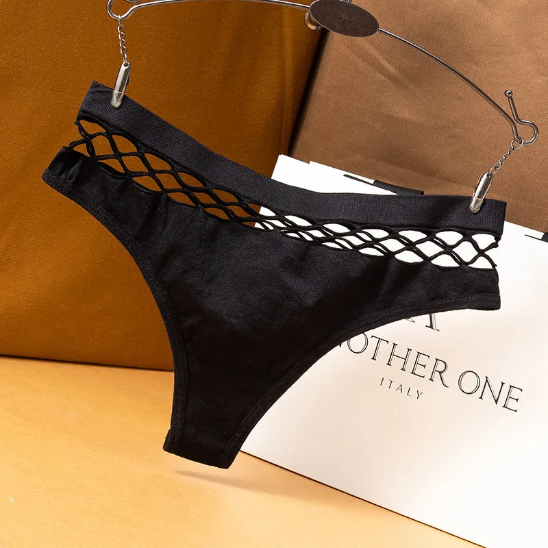 High-Rise Mesh Hollow Out Thong