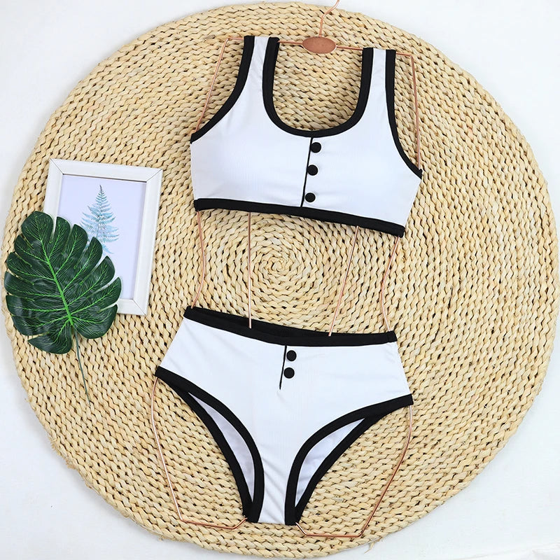 Women’s High Waist Ribbed Bikini Set
