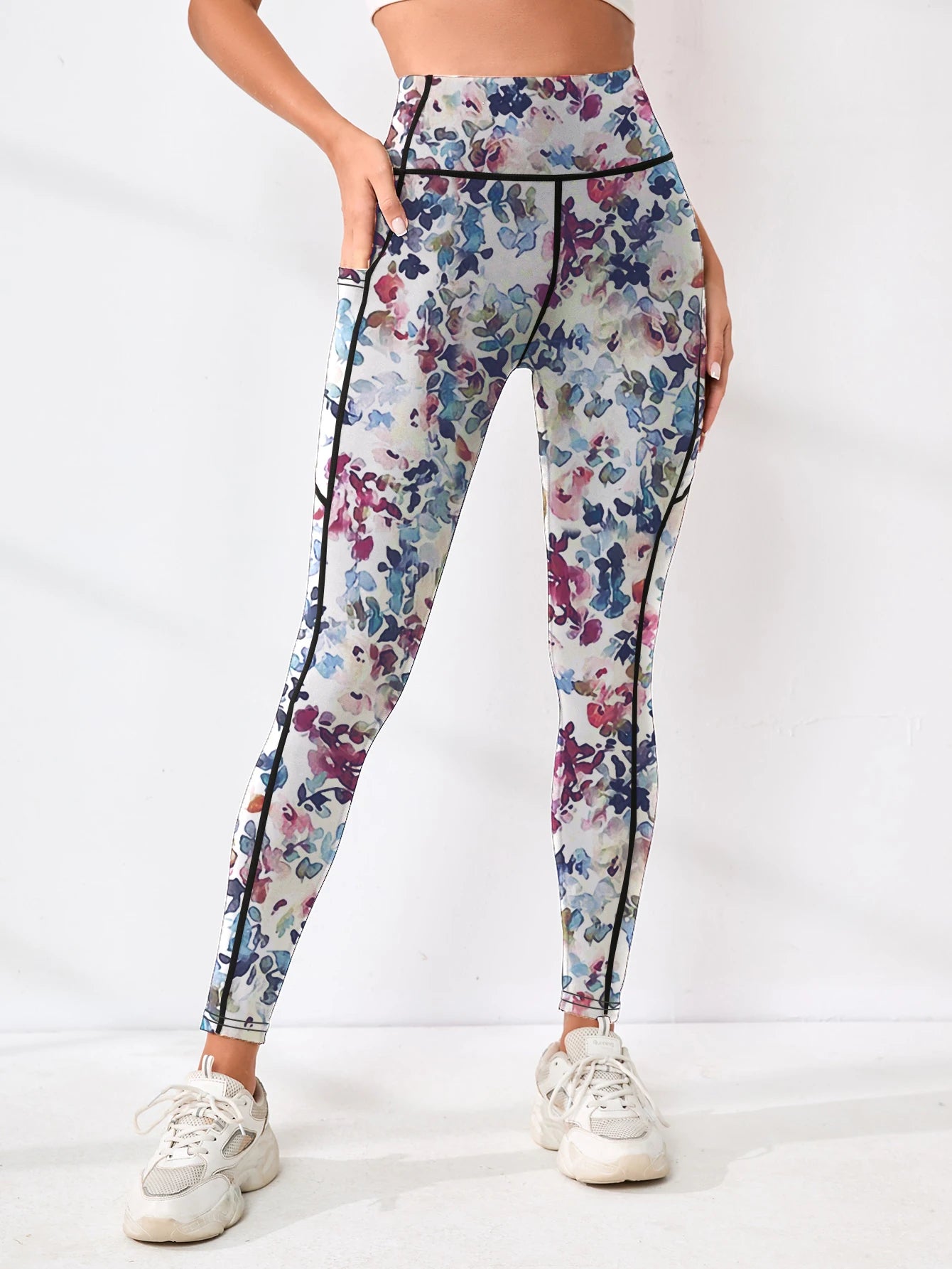 Women’s Printed High-Waist Yoga Bottoms with Pockets