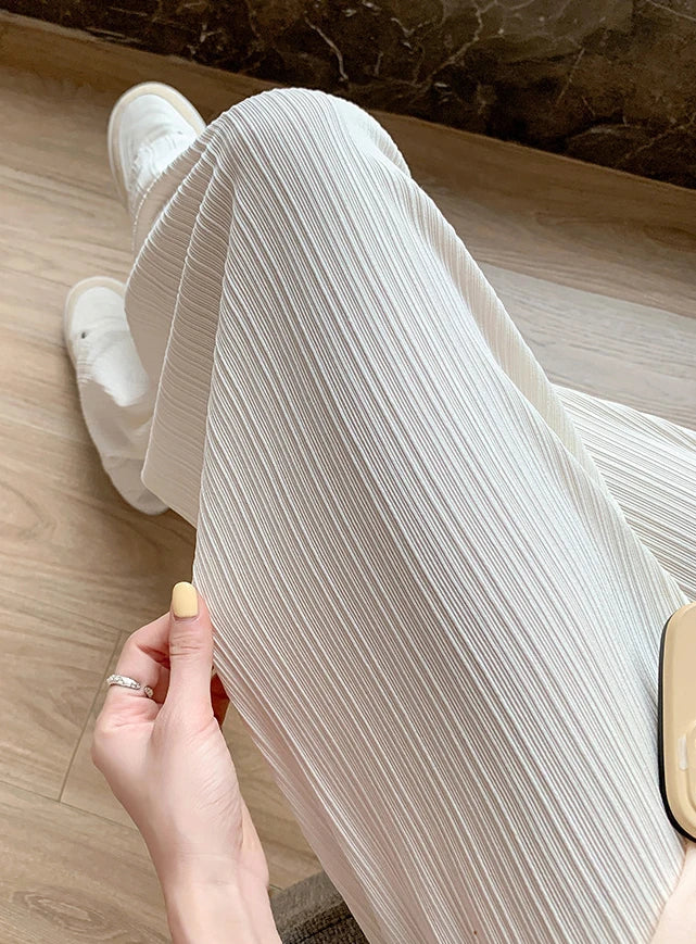 Spring Summer Ice Silk Wide Leg Pants for Women