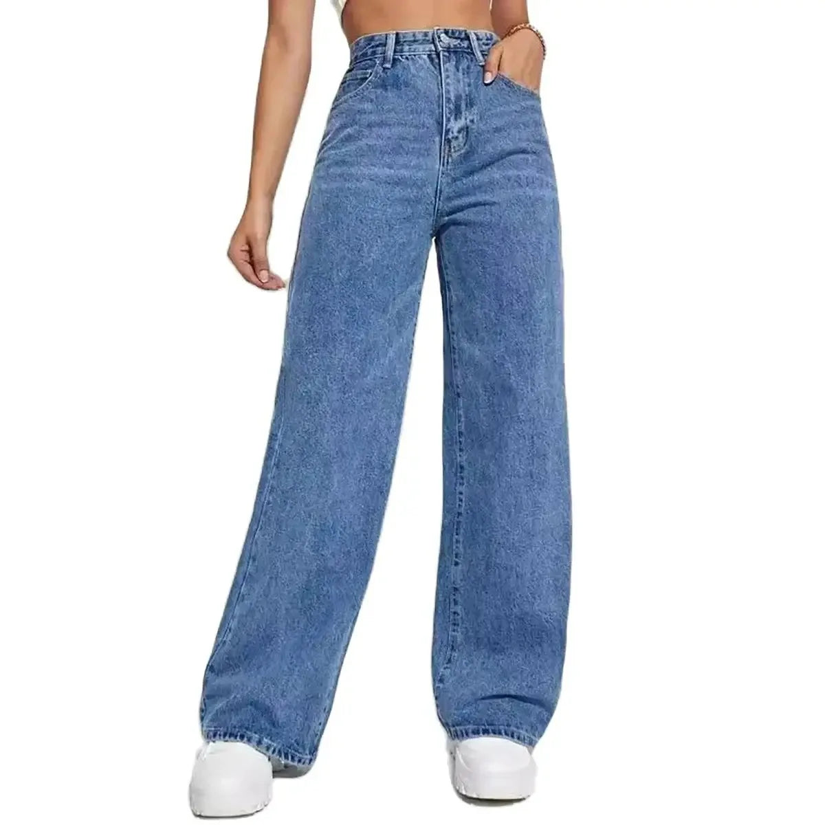 Women’s Retro High-Waisted Baggy Straight Jeans