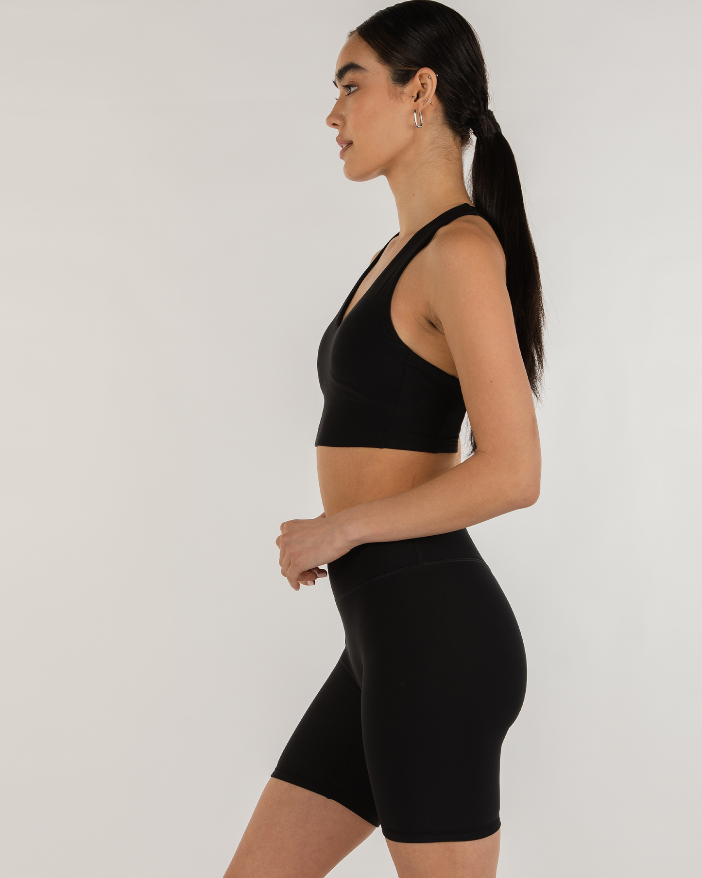 Elsa Fleece v Neck Longline Bra