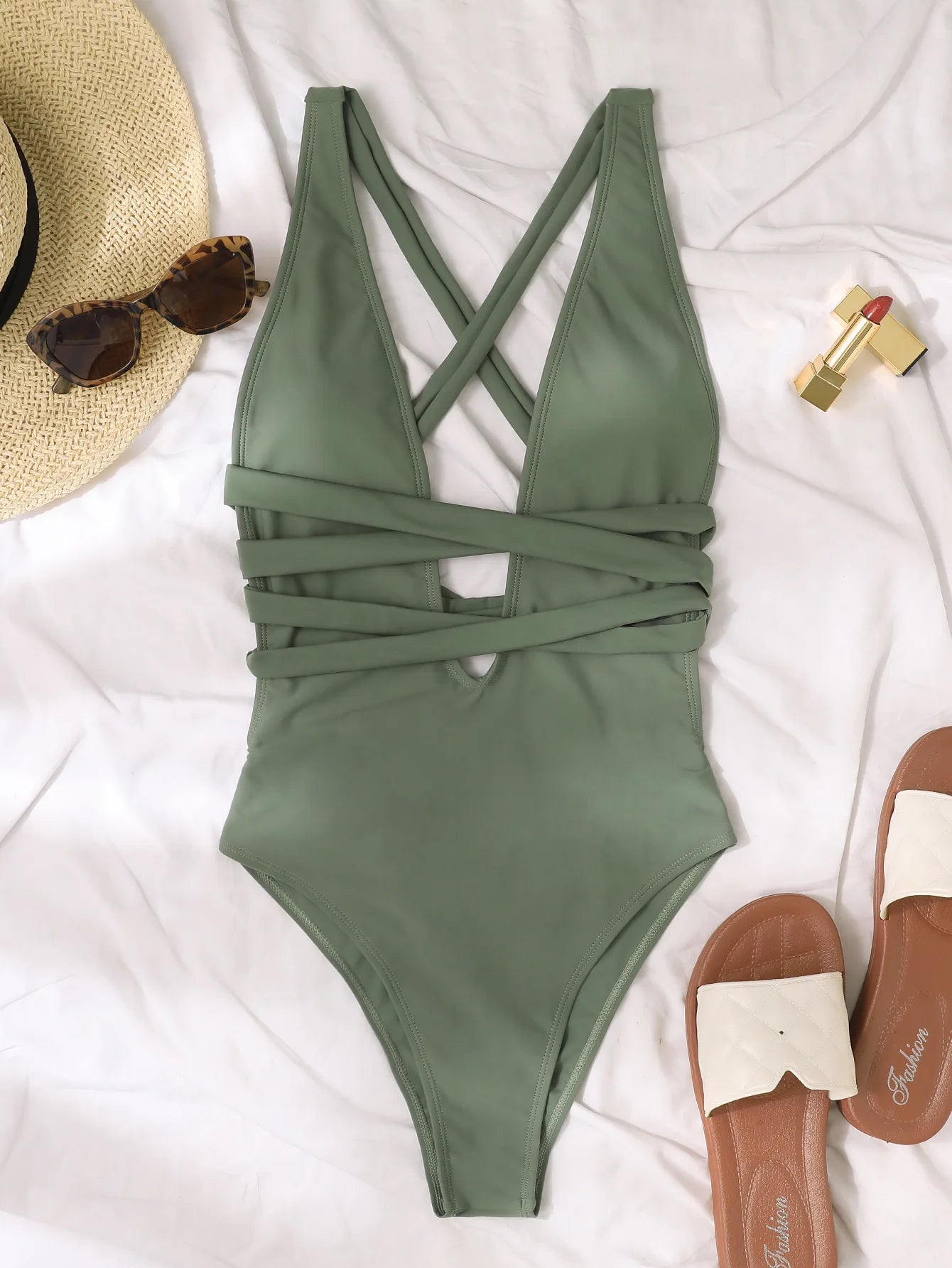 Raya Lace-Up One Piece Swimsuit