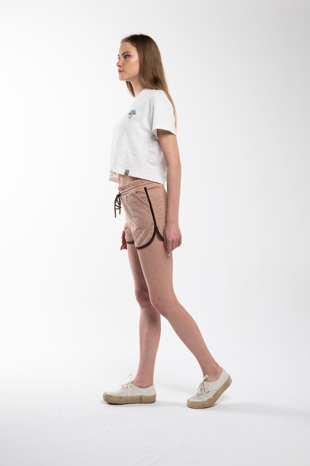 Shiny Slim-Fit Drawstring Shorts