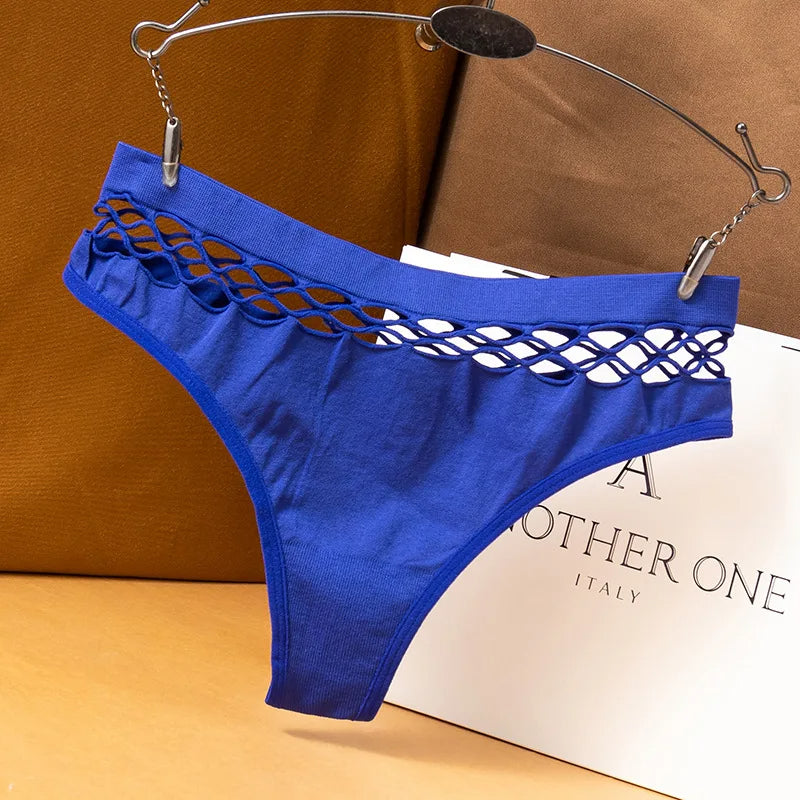 High-Rise Mesh Hollow Out Thong