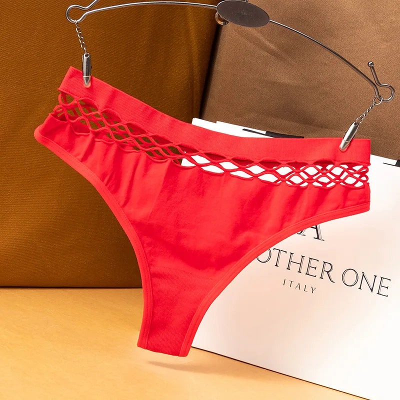 High-Rise Mesh Hollow Out Thong