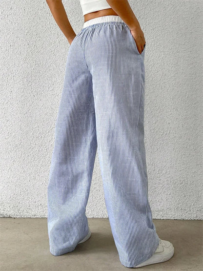 Women’s Casual Striped Woven Wide Leg Pants