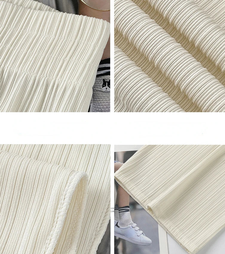 Spring Summer Ice Silk Wide Leg Pants for Women
