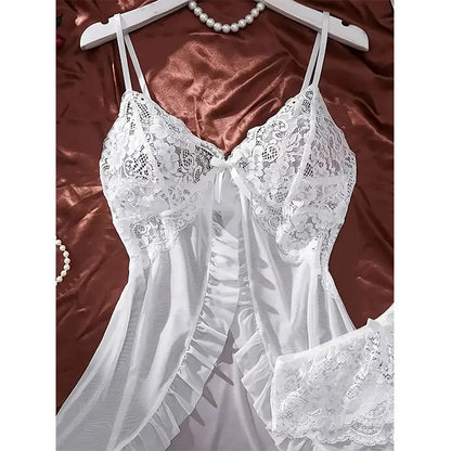 Sheer Tulle V-Neck Lingerie Set
