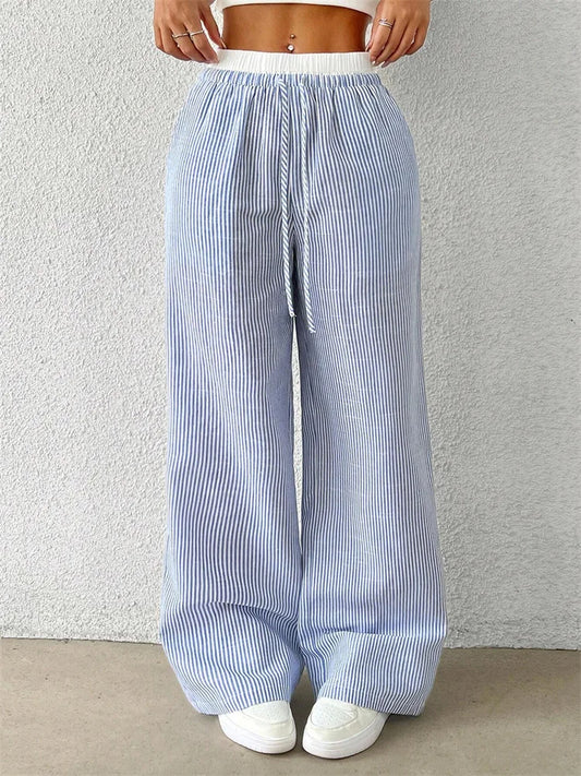 Women’s Casual Striped Woven Wide Leg Pants