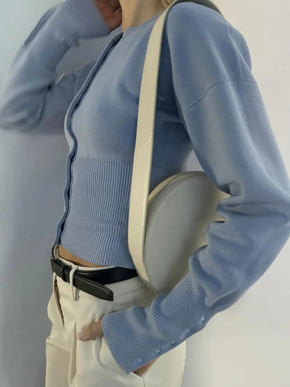 Tossy Ribbed Patchwork Knit Cardigan Top