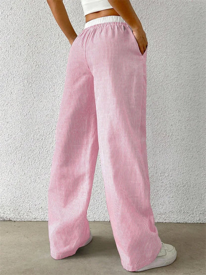 Women’s Casual Striped Woven Wide Leg Pants