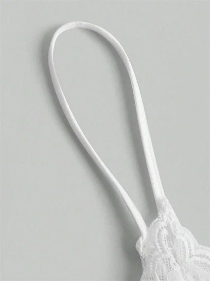 Sexy Contrast Lace Bow Front Crop Cami Top