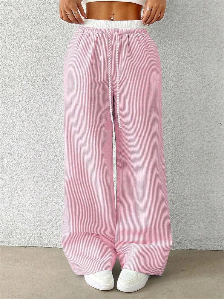 Women’s Casual Striped Woven Wide Leg Pants