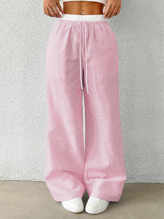 Women’s Casual Striped Woven Wide Leg Pants