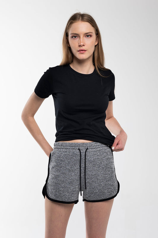 Shiny Slim-Fit Drawstring Shorts