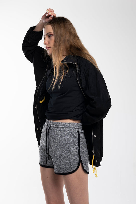 Shiny Slim-Fit Drawstring Shorts