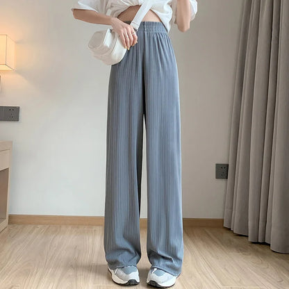 Spring Summer Ice Silk Wide Leg Pants for Women