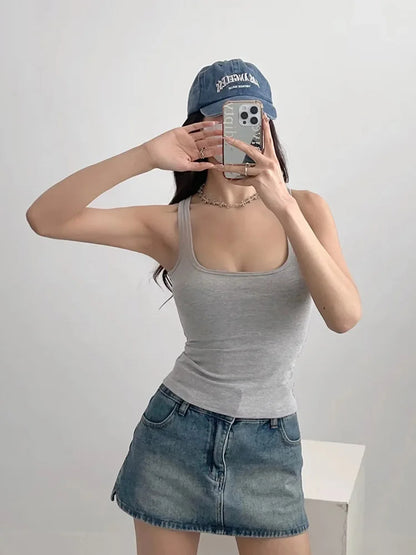 Sculpted Square Neck Tank Top for Women