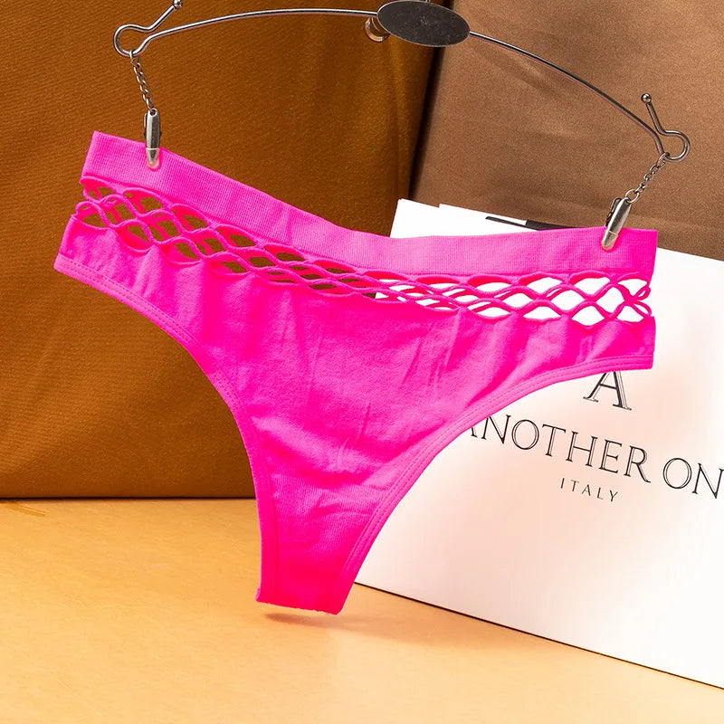 High-Rise Mesh Hollow Out Thong