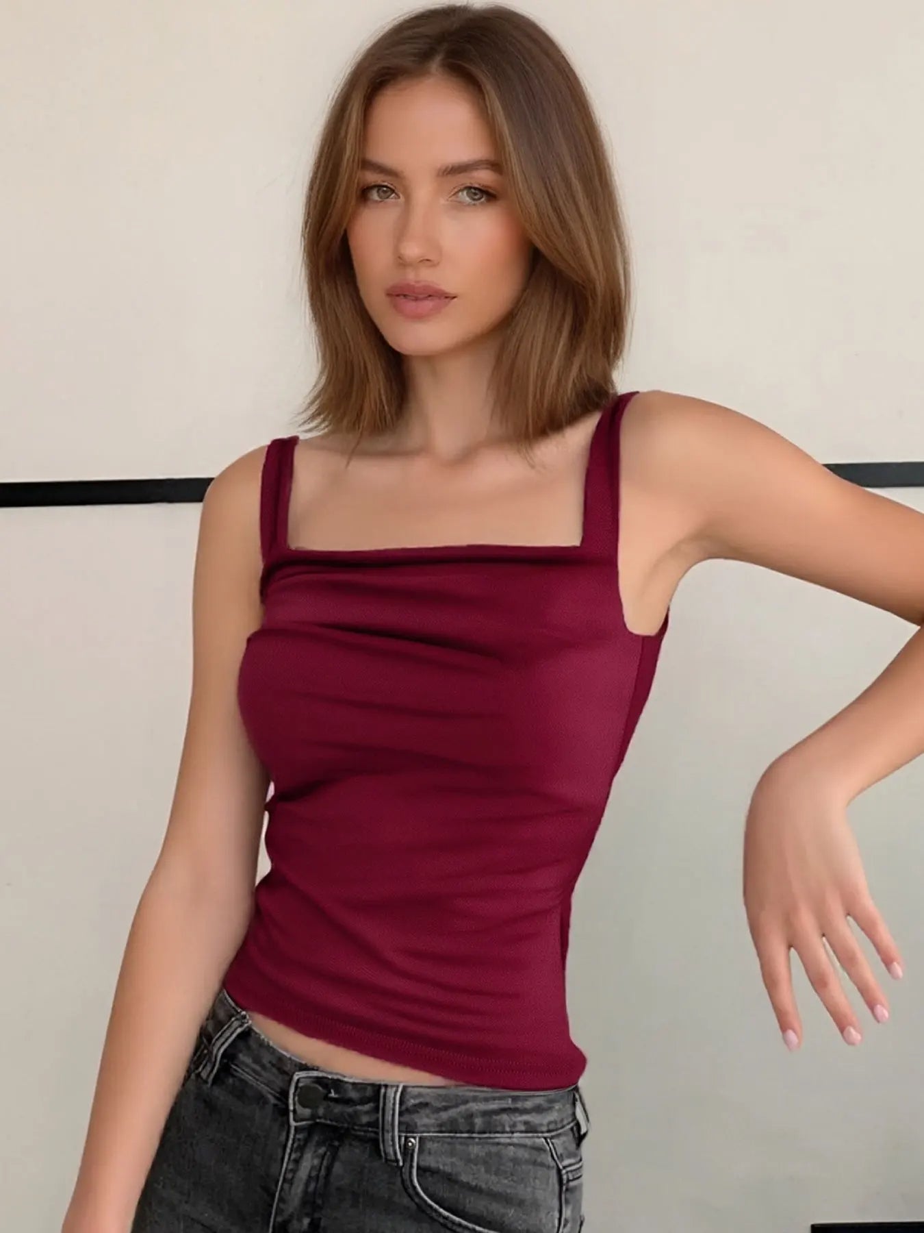 Summer Solid Backless Style Tank Tops